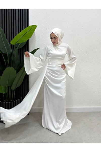 modasusev Ισπανικό βραδινό φόρεμα με σατέν μανίκι