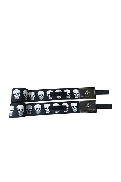 A³Store Boxing Bandage, Hand Wrap, Wrist and Hand Protector, Elastic Bandage, Big Skull Black 5 Meters