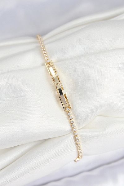 shopwave Brass Zircon Stone Assortment Model Gold Color Women's Bracelet