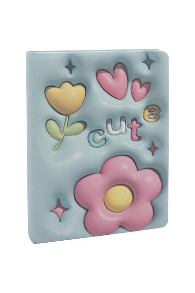 Roco 3D Puffy Notebook - Flower with word "Cute"