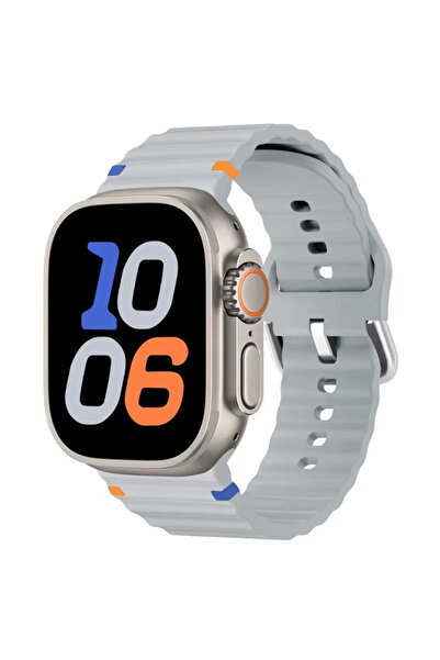 REDz Accessories Ρυθμιζόμενο λουράκι Ocean Wave για Apple Watch, Σιλικόνη, Sport, Γκρι - 44/45/46/49 mm