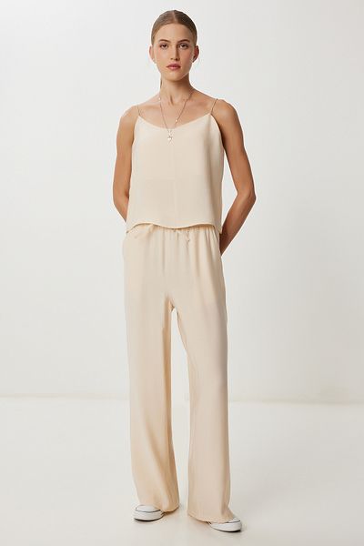 Lovelyİstanbul Modal Blouse Pants Suit with Strap Lrv0108 Cream