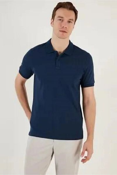 Zeta Group Short Sleeve Polo Neck Casual 2 Buttons Navy Blue T-Shirt - Navy Blue - Ilc2.Umc-Kwisq-Laci-Yet