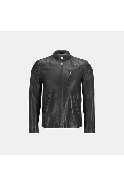 Desa Men's Black Vintage Leather Coat