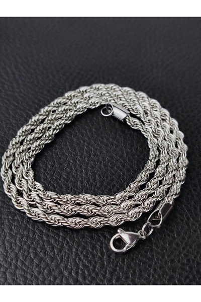 brctaki Unisex Thick Rope Model 316L Stainless Steel Chain Necklace - 55 cm