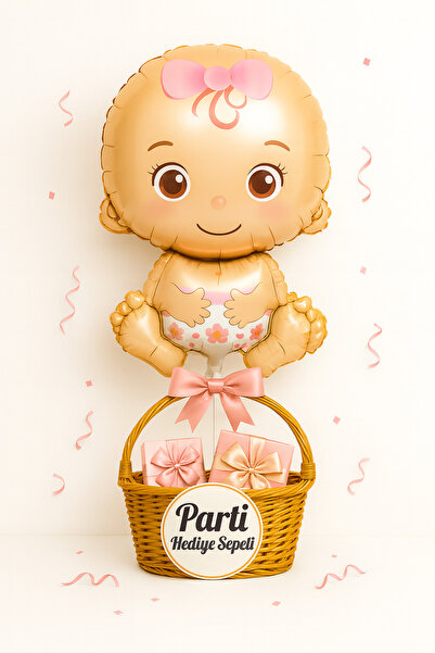 parti hediye sepeti Kız Bebek Folyo Balon | Hoş Geldin Bebek Baby Shower Part...