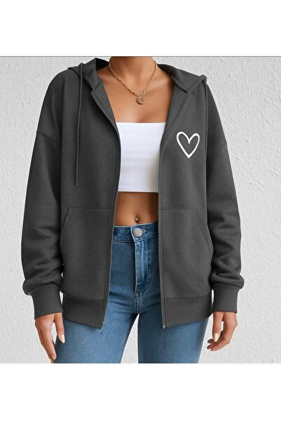 özcstore سترة رجالية / نسائية مطبوعة على شكل قلب