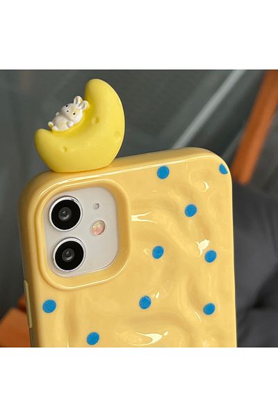 EDELFU iPhone 11 Compatible 3D Cat and Dog Phone Case – Embossed Polka Dot Hard Cover