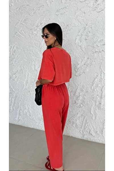 HİLALAKSESUAR10 STANDART BEDEN NAR ÇİÇEĞİ VEYA BEJ RENKLERDE ŞALVAR TİŞÖRT TAKIM