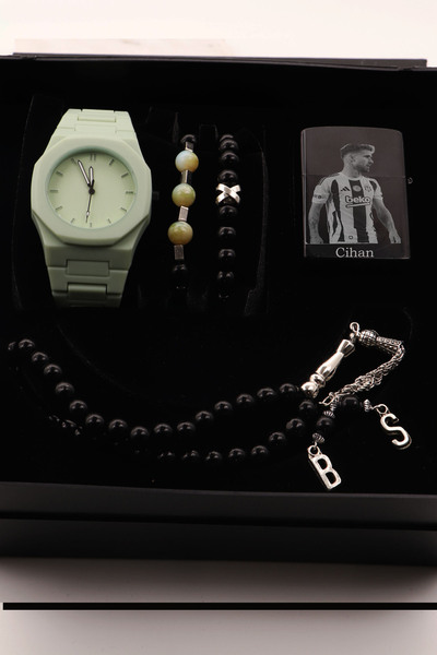 nw northwatch Takım Futbolcu Baskılı Çakmaklı Erkek Saat Hediye Seti