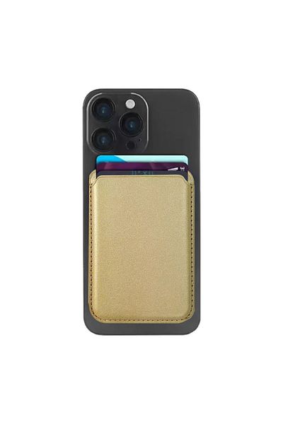 SUPPO Original Leather Wallet Card Holder Gold Compatible with 16-15-14-13-12 and 11 Series Magsafe Enabled