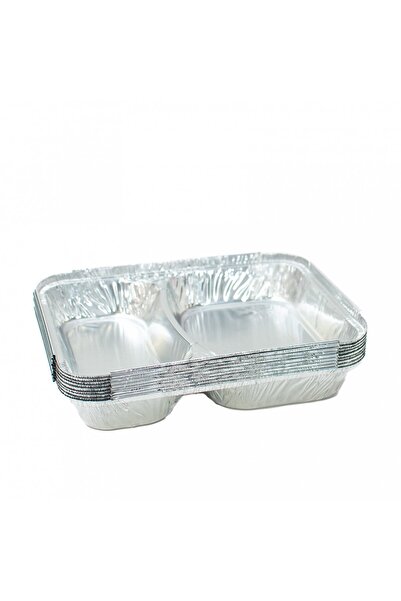 HORECA Caserolă Meniu din aluminiu cu 2 compartimente + capac, set de 100 buc.