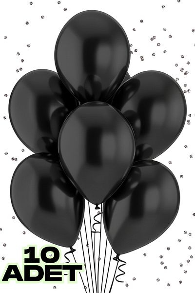 Baloncu Nene 10Pcs Metallic Black Shiny Balloon Birthday Celebration Ornament and Material