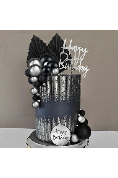 Baloane Vesele Premium Cake Decoration Black Silver Elegance TOP118