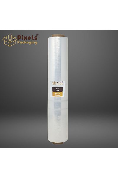 PixelsPackaging Pixel Packaging 2200g Clear Stretch Wrap Roll, Durable, Strong, Self-adhesive, and Waterproof