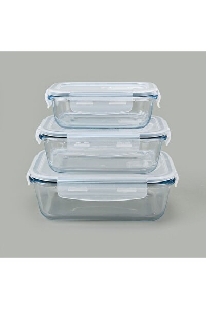 MATMEL 3-Piece Lockable Glass Storage Container - Transparent