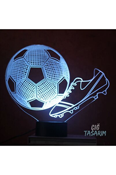 Çığ Tasarım 3D Futbolcu Gece Lambası Futbol Topu Krampon Futbol Severlere Fut...