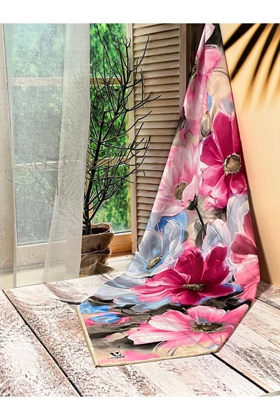 Aydmr Aksesuar Lavinse Büyük Çiçek Desenli Aqua Soft Eşarp LVNS1000