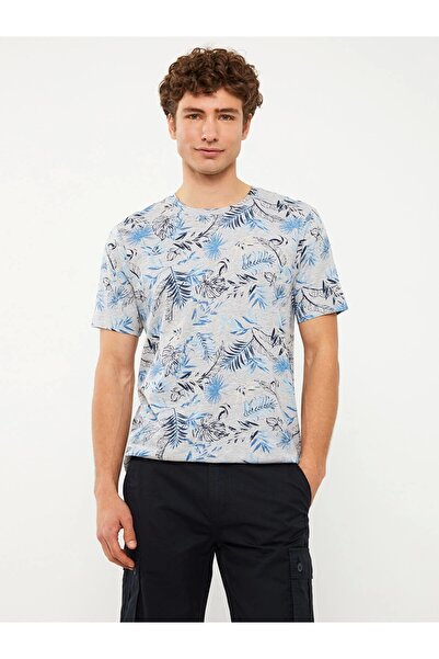 LC Waikiki Ανδρικό μπλουζάκι SOUTHBLUE γκρι με κοντό μανίκι με μοτίβο από βαμ...