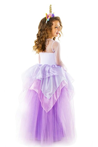 Saatistan Mor Uzun Kollu Unicorn Kostüm, Rüya Gibi ve Şık Tasarım