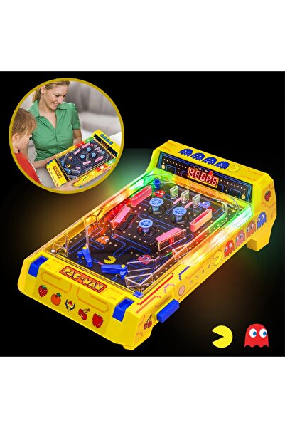 TOYFEST Pac-Man™ LED Işıklı Sesli Masaüstü Pinball – Elektronik Skorlu Retro Oyun Makinesi (28x14x41 cm)