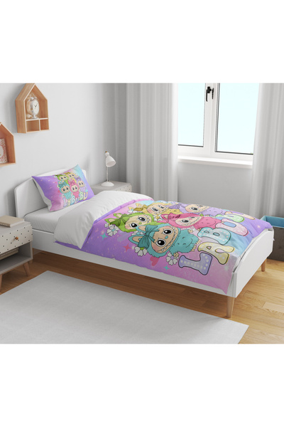 Home Labubu Cartoon Character 3D Digital Printed Single Bed Sheet Without Sheets Girl's Bedding Set
