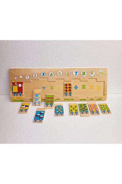 TOYFEST Wooden Bultak Numbered Animal Train Puzzle 11 Pieces 44.5X15 cm Educational Number Game
