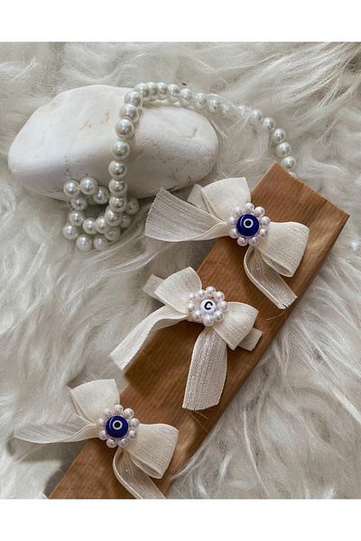 GOER STORE 3-Piece Buckle Set with Evil Eye Beads and Letter Detail