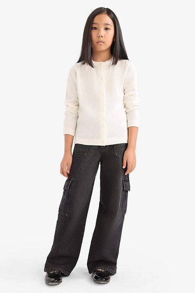 DeFacto Girl's Crew Neck Buttoned Cardigan