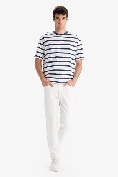 DeFacto Boxy Fit Crew Neck Striped Short Sleeve T-Shirt E1160Ax25Au