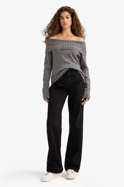 DeFacto Slim Fit Slim Fit Open Shoulder Sweater E8345Ax25Wn