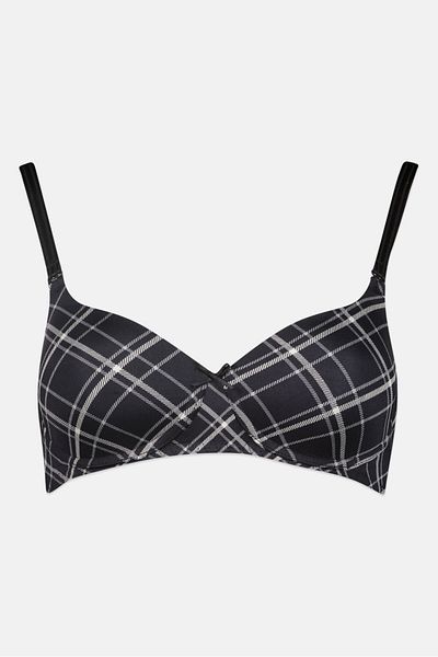 Triumph Women 2 Pieces Plaid Padded Non Wire Bra, Multicolor