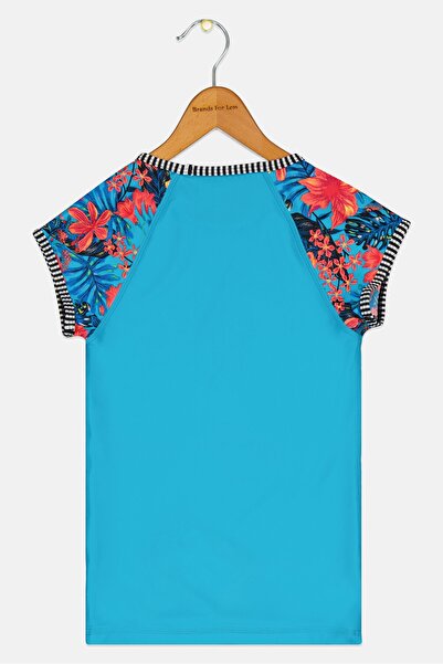 Zoggs Kids Girl Floral Short Sleeves Swim Tops, Multicolor