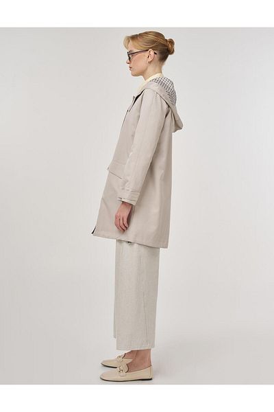 KYR Hooded Short Trench Coat Stone