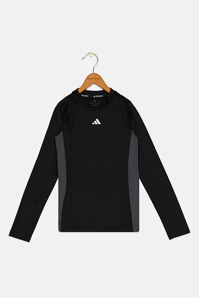 adidas Kids Boy Techfit Brand Logo Long Sleeves Running T-Shirt, Multicolor