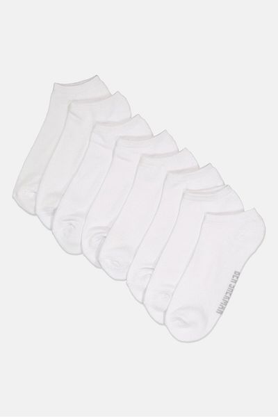 Ben Sherman Men 8 Pairs Brand Logo Ankle Cut Socks, White