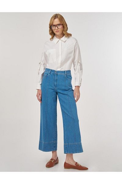 Kayra Çima Stitched Denim Trousers Blue
