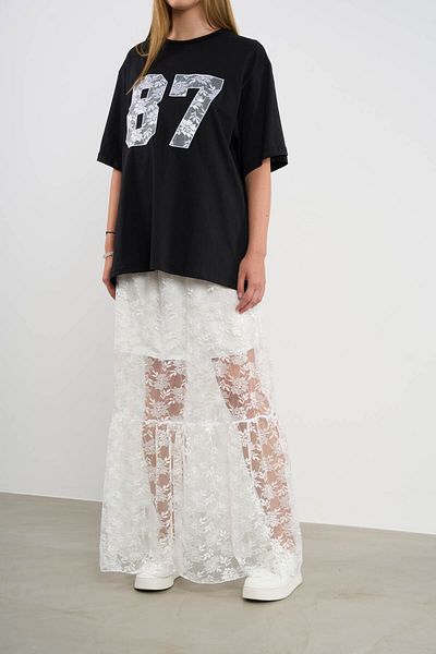 HANIQA Lace Skirt and Printed T-Shirt Set |   44-50 |   25232