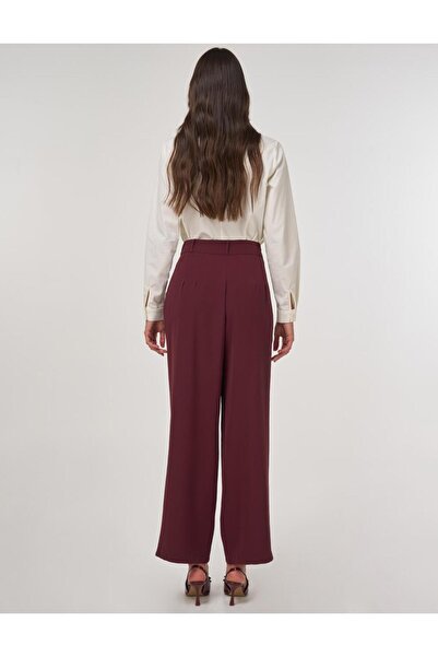 Kayra Pilili Kumaş Pantolon Bordo