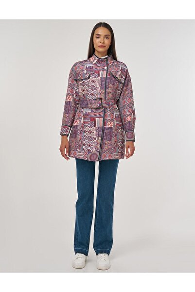 Kayra Μοτίβο ψηλός λαιμός Μπουφάν Ινδικό