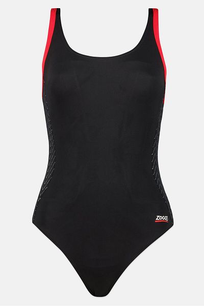 Zoggs Women Embroidered Logo One Piece Swimsuit, Black