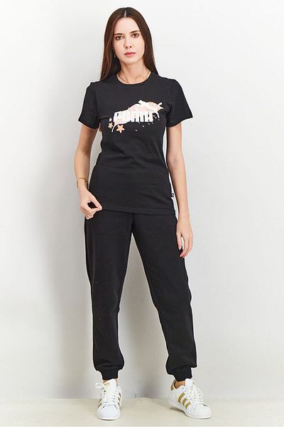 Puma Women Sportswear Fit Short Sleeve Graphic T-shirt, Black
