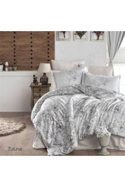 Ralex Premium Lux Satin 100% Cotton Bed Linen, 4 Pieces King Size - Gray Elegant