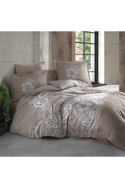 Ralex Premium King Size Bed Linen Set Satin 100% Cotton 4 Pieces, Brown Elegant