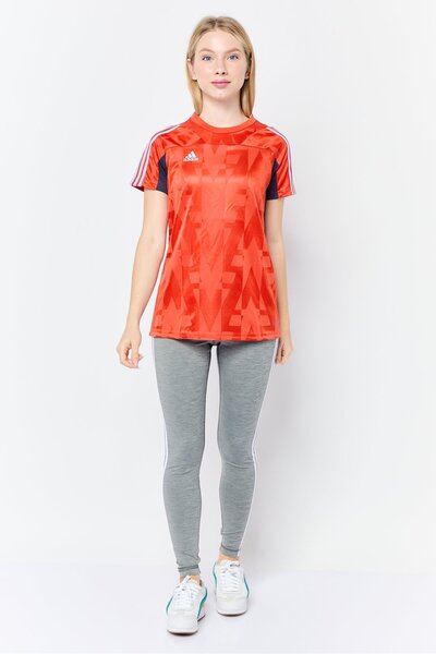 adidas Women Sportswear Fit Short Sleeves Football Jersey, Red