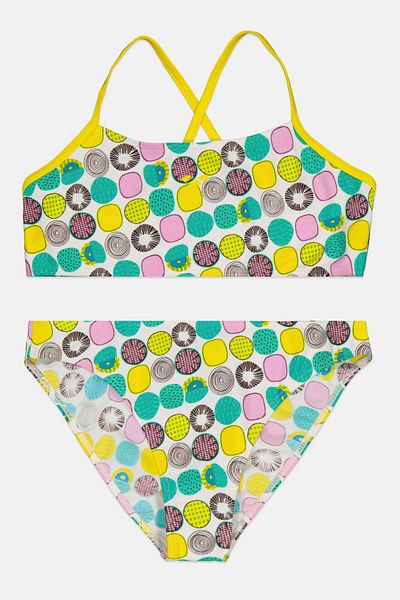 ARENA Kids Girl Allover Print Bikini Top And Bottom, Multicolor