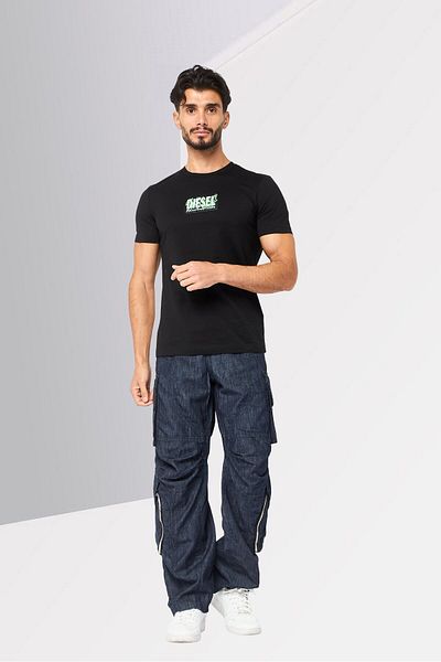 Diesel Men Regular Fit Plain Cargo Pants, Dark Navy