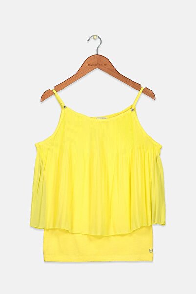 Byblos Kid Girls Round Neck Sleeveless Textured Top, Yellow