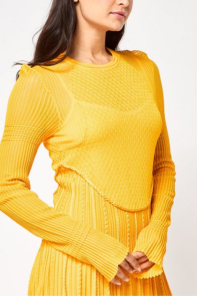 Givenchy Women Knit Pleated Mini Dress, Golden Yellow