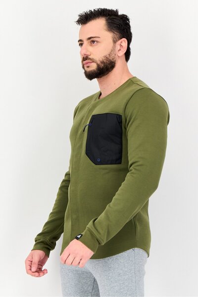 adidas Men Sportswear Fit Long Sleeve Outdoor Sweatshirt, Olive